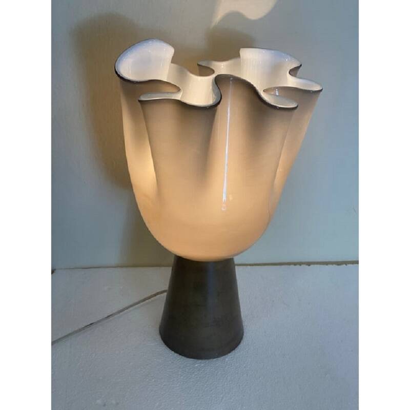 Contemporary Milky-Beige Murano Style Glass Table Lamp
