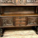 Wooden Renaissance hunting pavilion buffet made entirely carved with war attributes