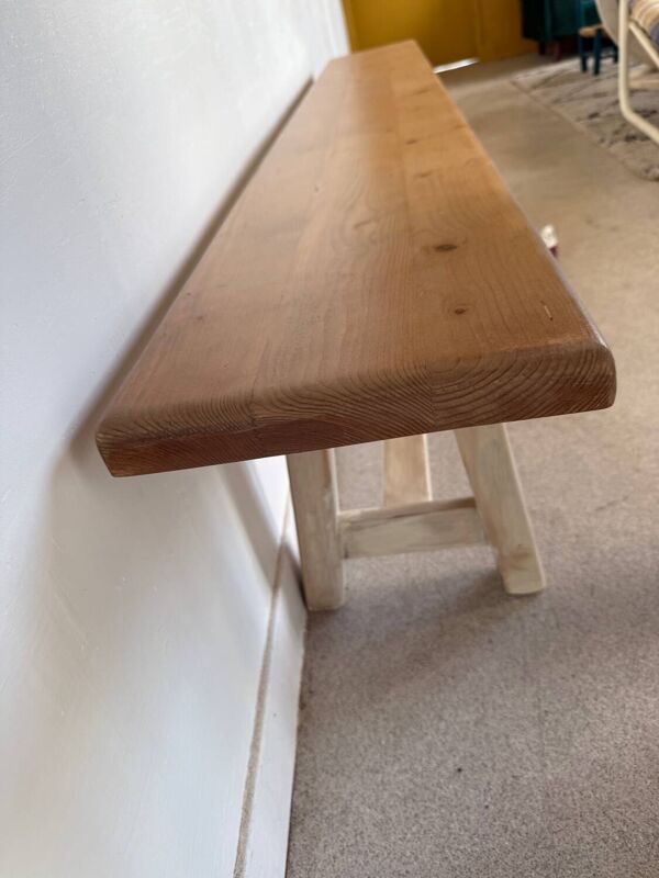 Banc de ferme vintage en bois massif