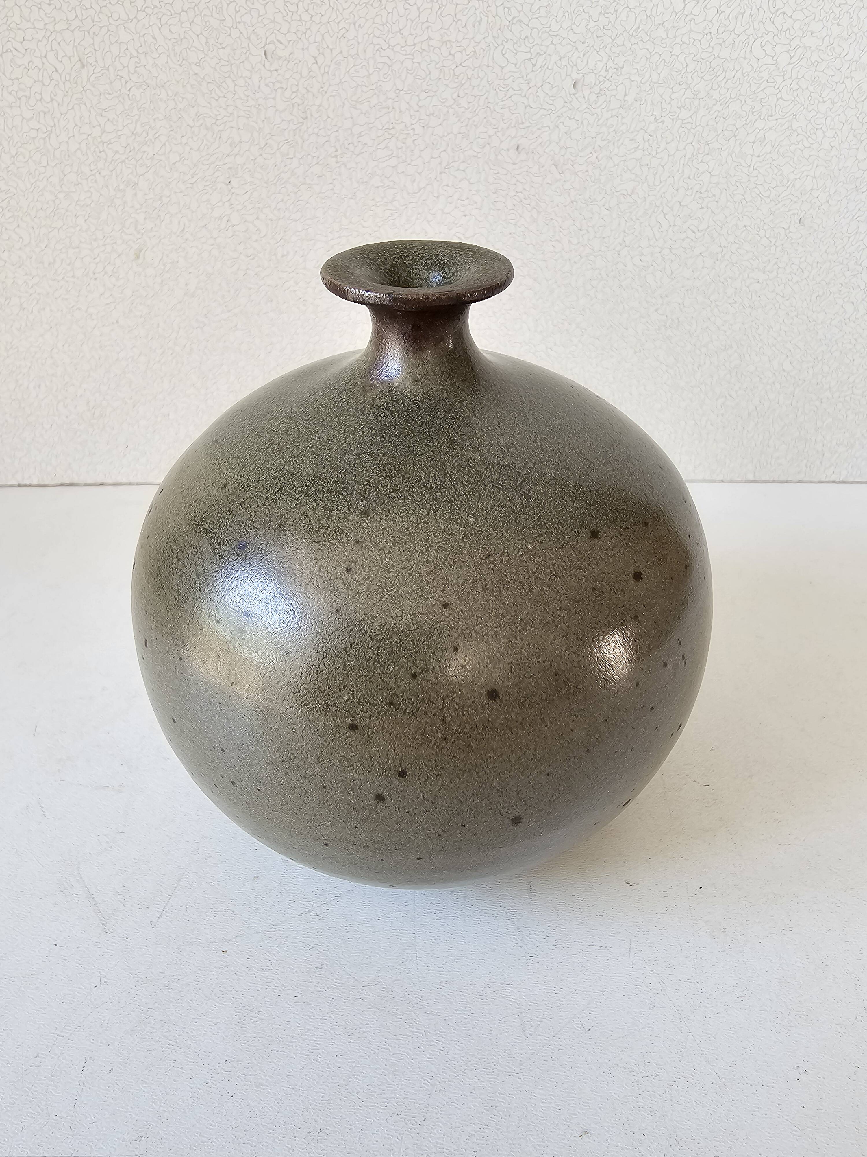 Glazed ceramic ball vase soliflore, unsigned.