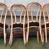 4 old fischel bentwood chairs and pyrograved pattern