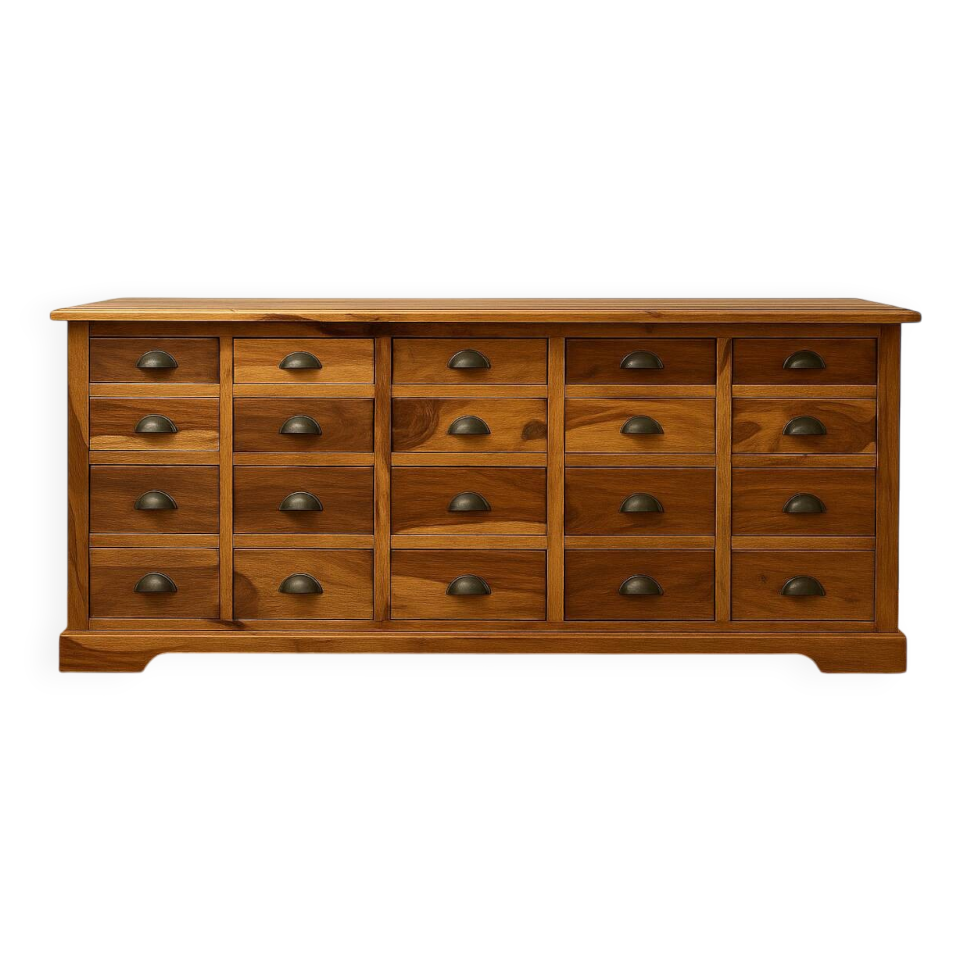 Transformed workshop furniture with 20 drawers.