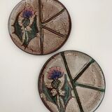 Two vintage plates daniel étienne, vallauris, "chardons" - 1970s