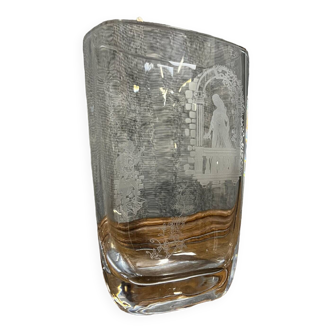 After Nils Landberg: crystal vase engraved around 1960