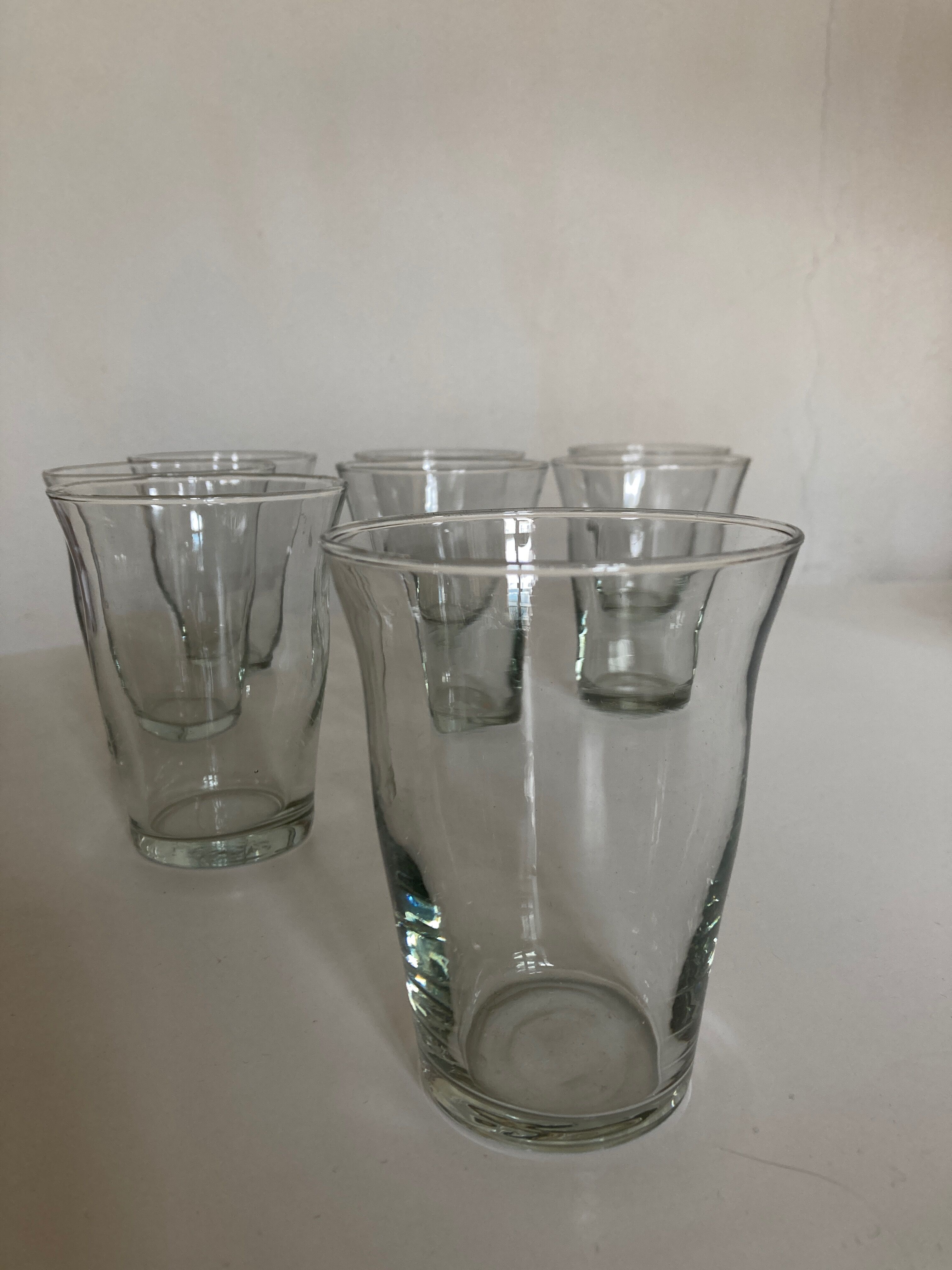 Set of 8 glasses cups corrugations 1960 mid century modern