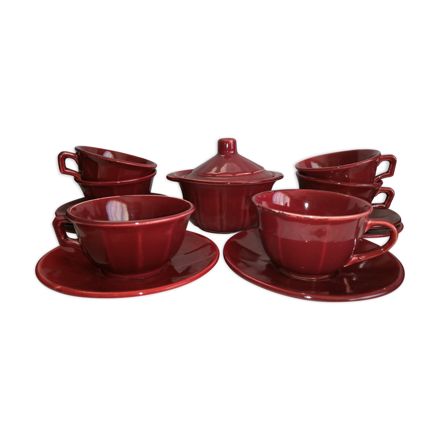 Coffee service 6 cups, creamer, sugar maker, vintage butter