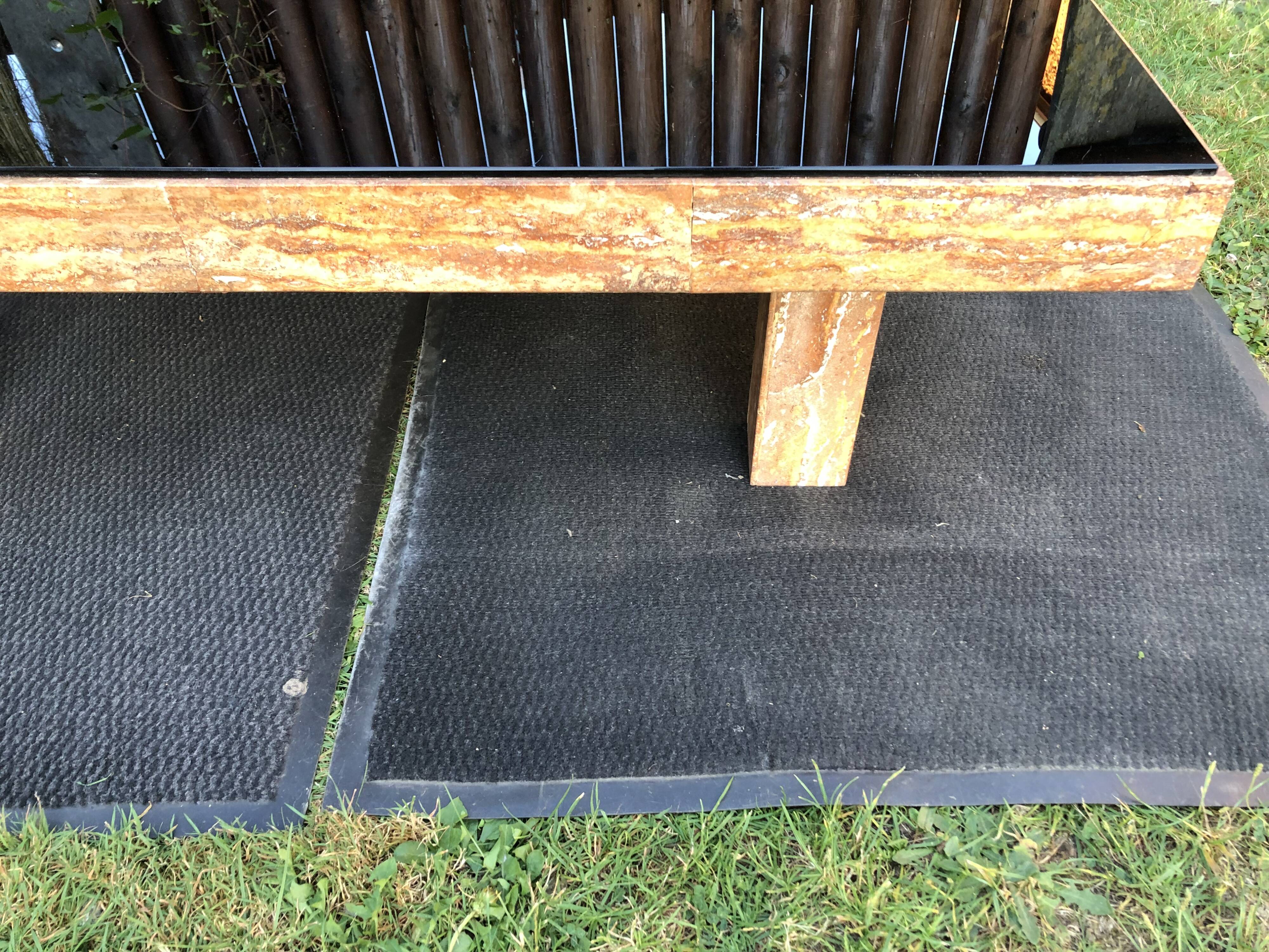 Vintage marble and smoked glass coffee table.