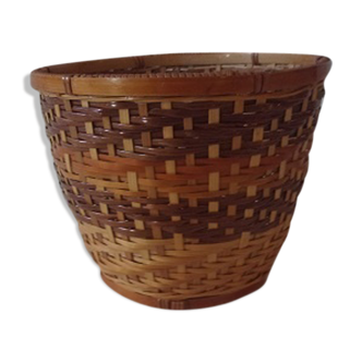 Cache pot braided Wicker - vintage