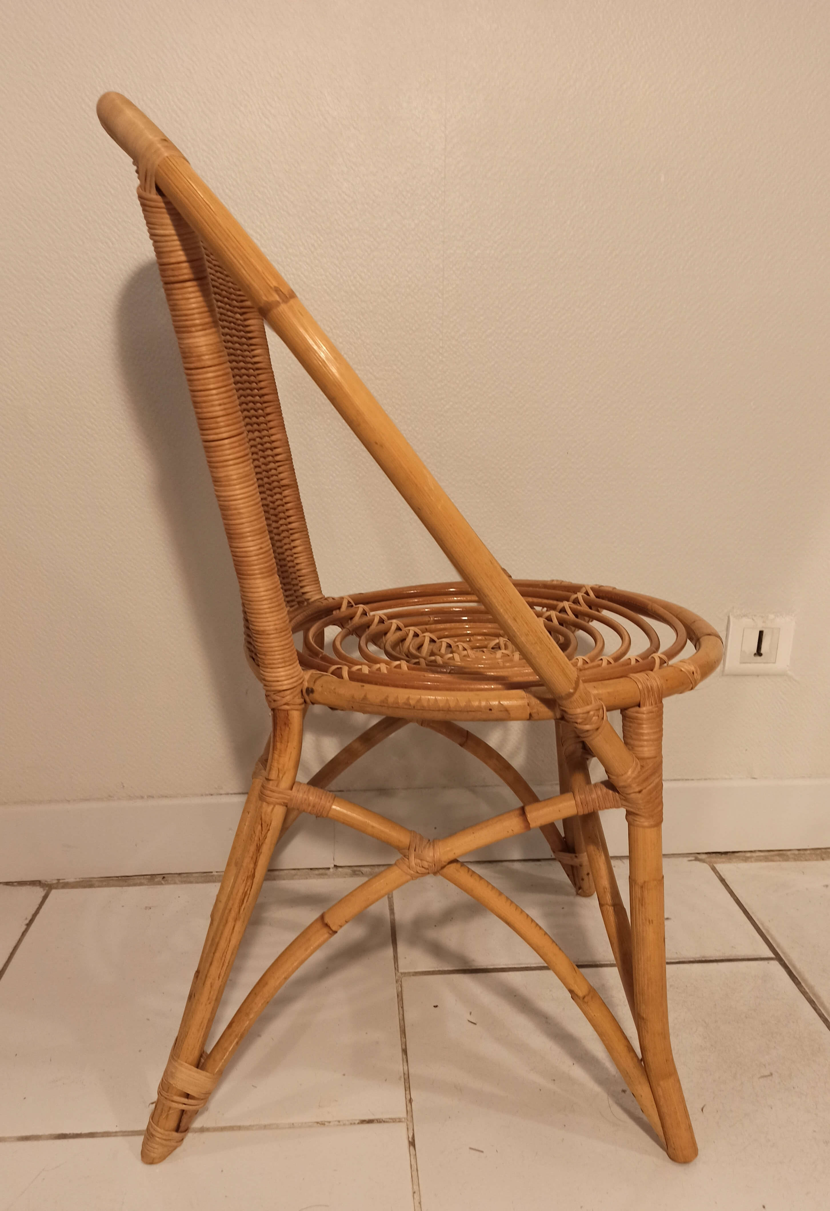 Louis Sognot vintage rattan desk and chair