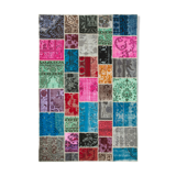 Handwoven anatolian contemporary 206 cm x 305 cm multicolor patchwork carpet