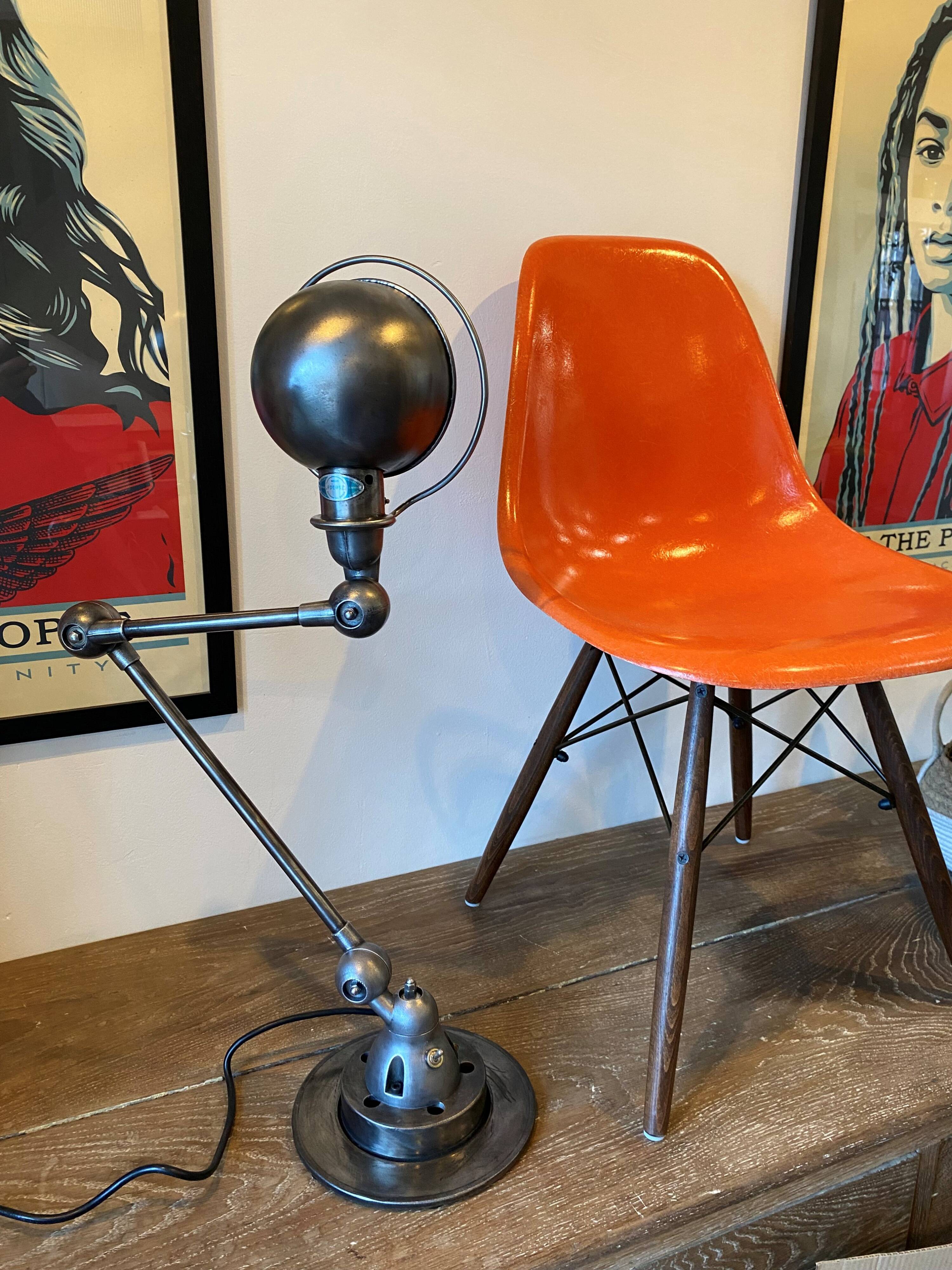 Jieldé lamp 2 arms 40+25cm industrial graphite Jean Louis Domecq 1950