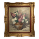 Antique painting, still life with lilacs and peonies signed Van der Berg circa 1950