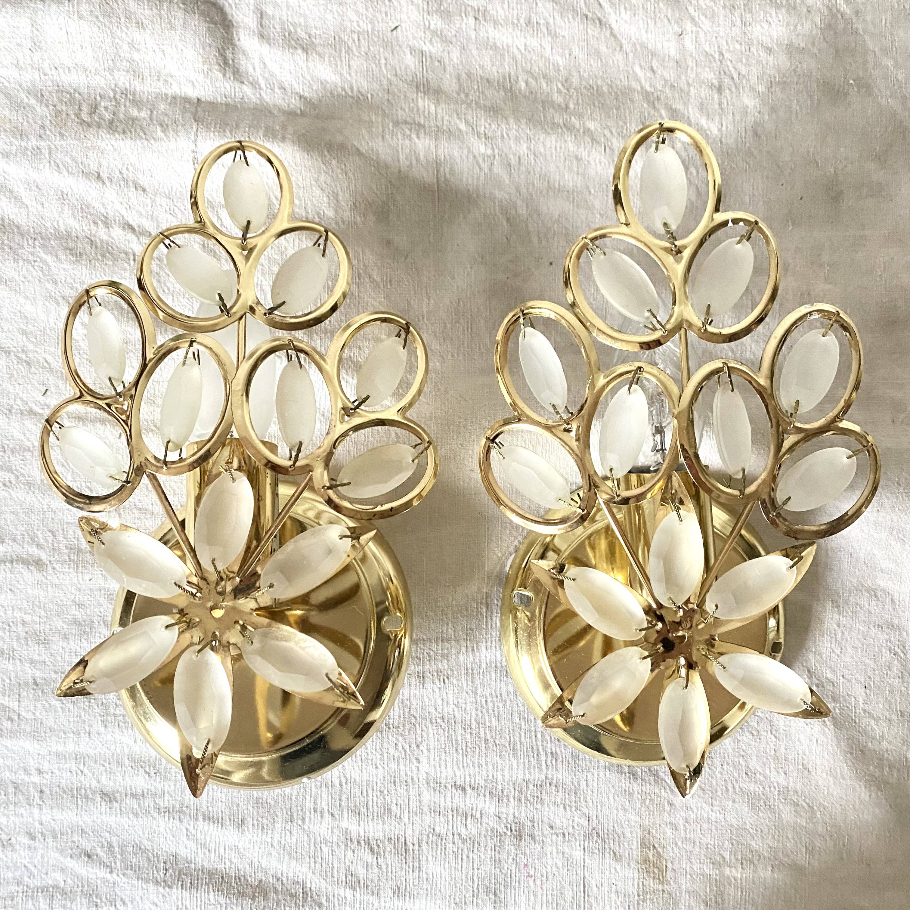 Pair of flower sconces, tassels from the 70s and 80s