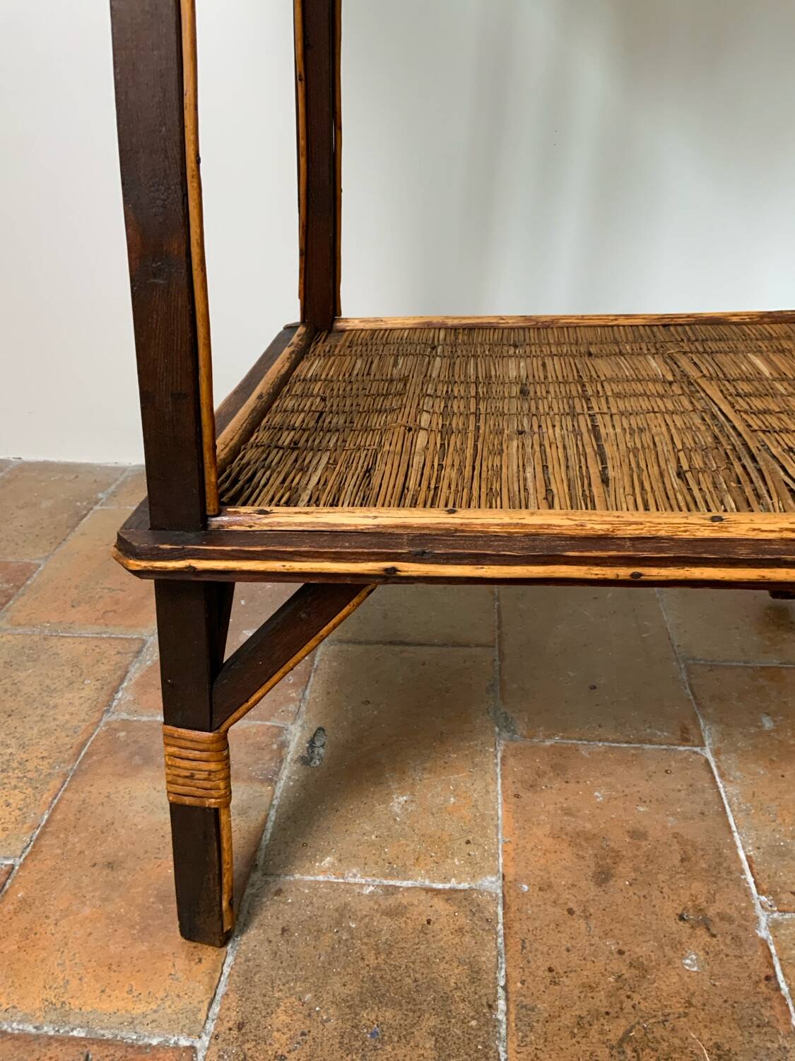 Wood and rattan table