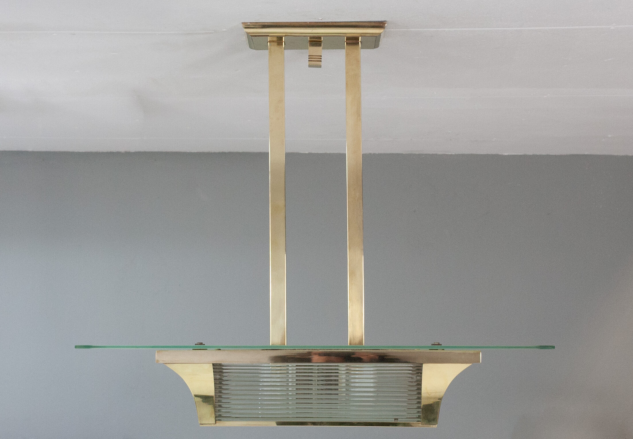 Brass art deco Atelier Petitot ceiling light