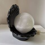 Porcelain table lamp Scallop black Vintage shell