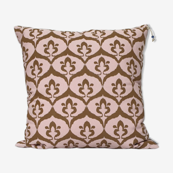 Ottoman cushion cover style pink ikat, olive - 50 x 50