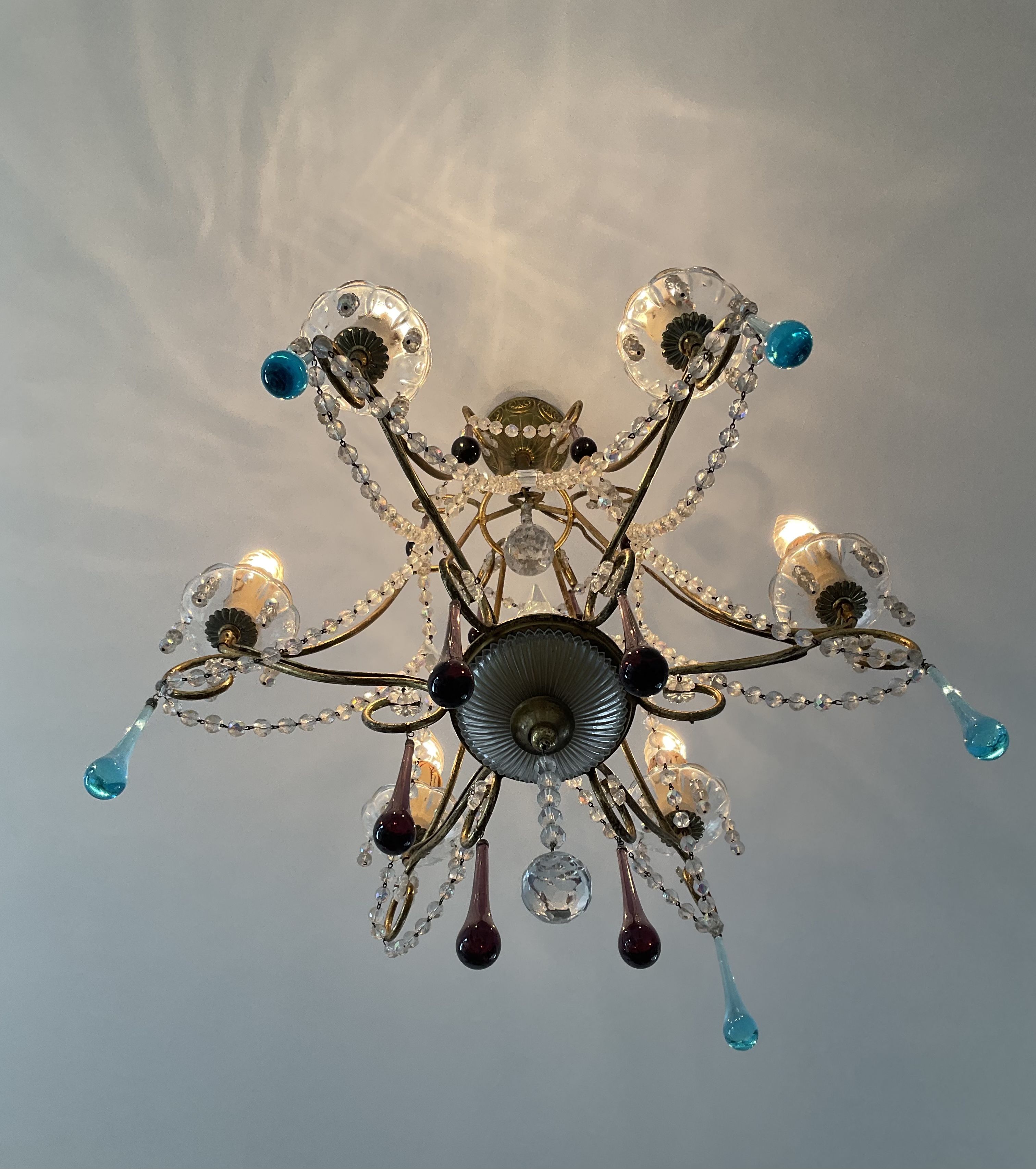 Italian chandelier of the 60s in De Murano glass