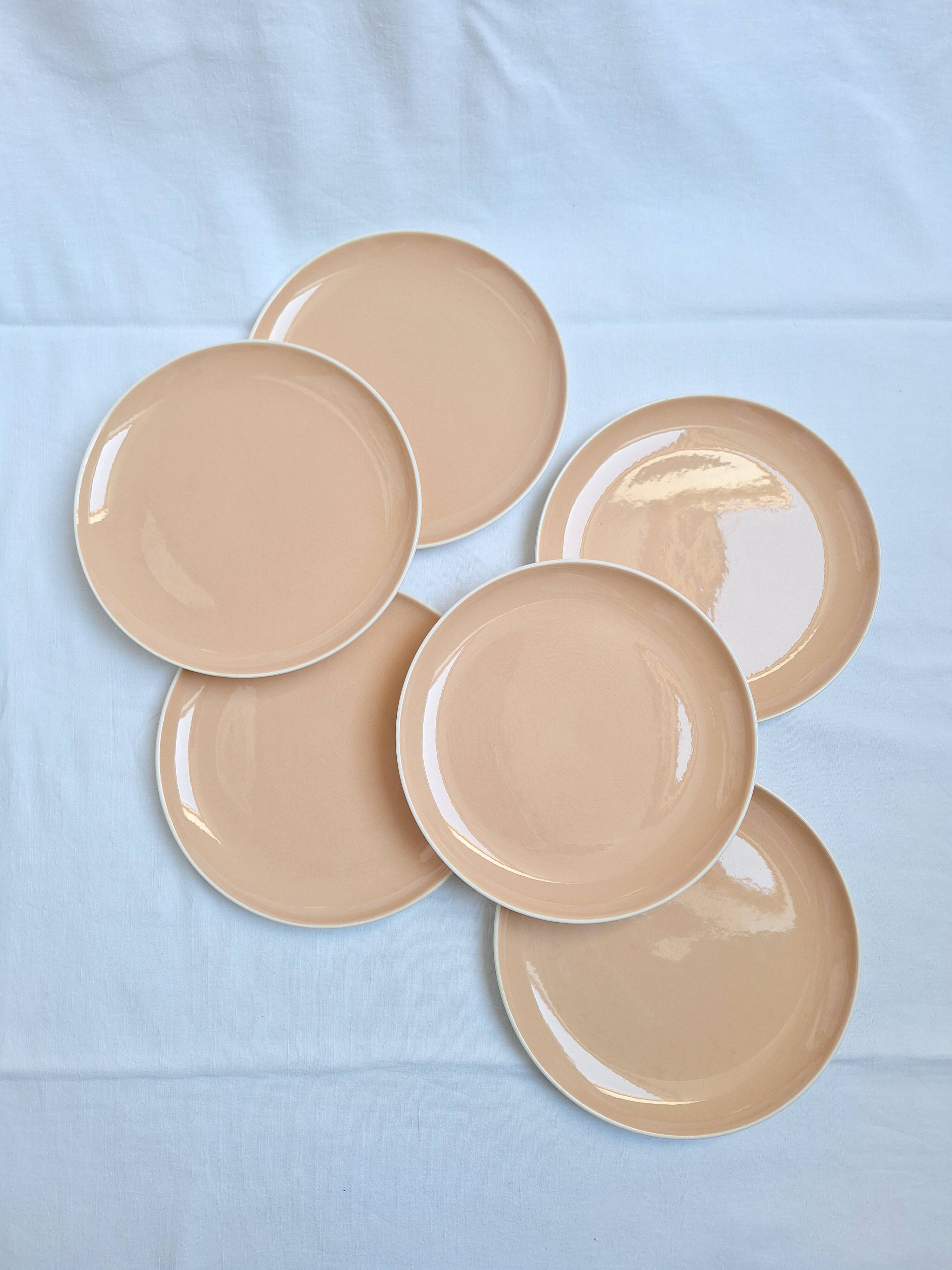 Villeroy & Boch peach-coloured dinner plates