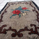Tapis Hooked antique américain – 63 x 101 cm – Motif floral - 1C977