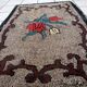 Tapis Hooked antique américain – 63 x 101 cm – Motif floral - 1C977