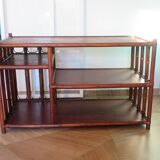 Retro-Side table-vinyl furniture-wood, rattan and bamboo-80s