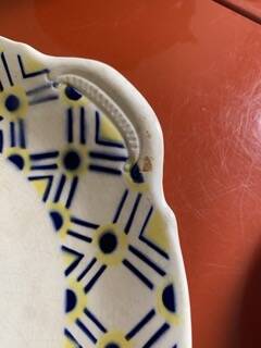 Set of two iron earthenware dishes from the 1930s