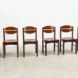 Set of six brutalist french dining chairs.
