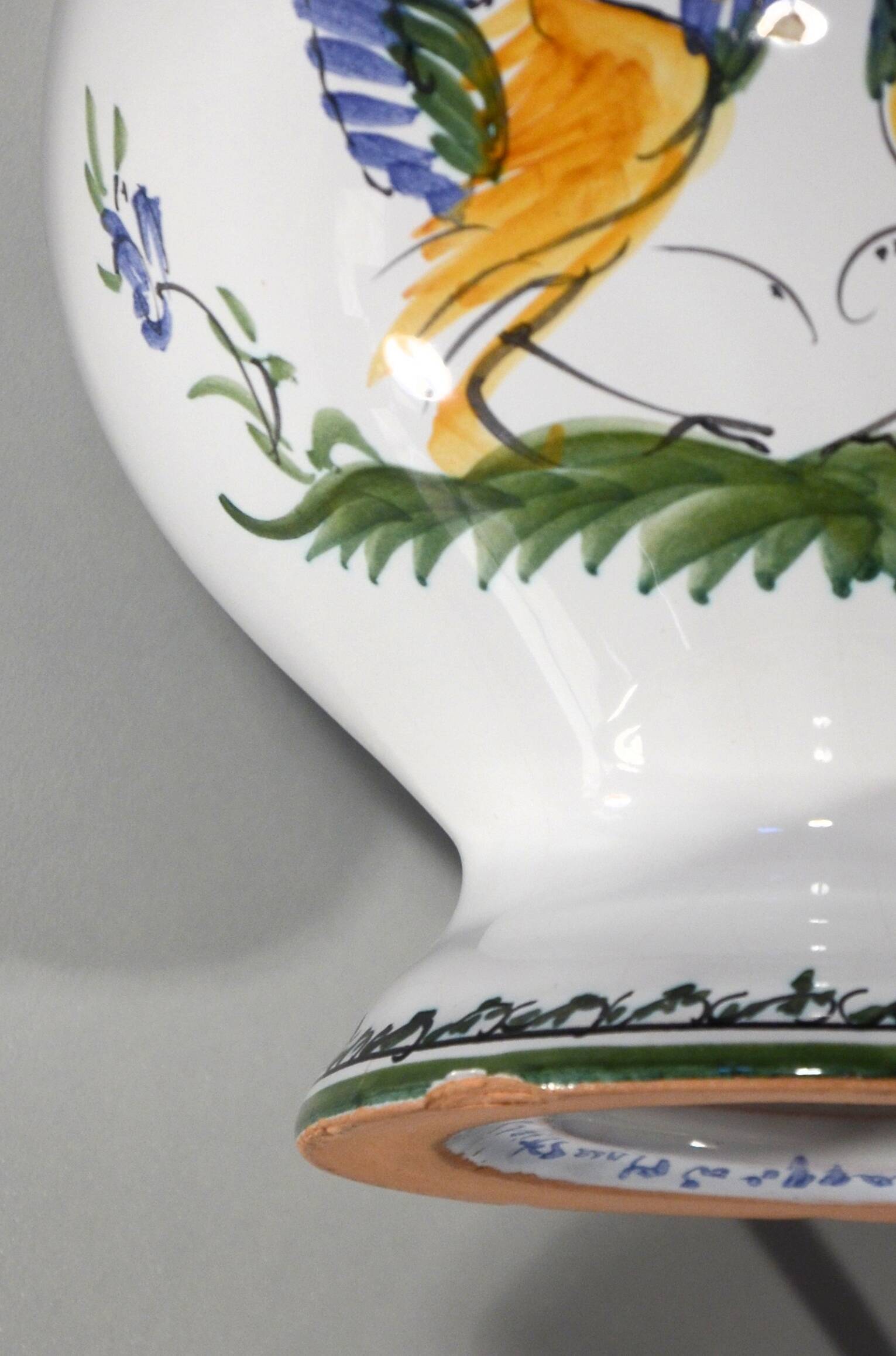 Handcrafted lamp base in Moustiers faience, 13x18cm, Made in France