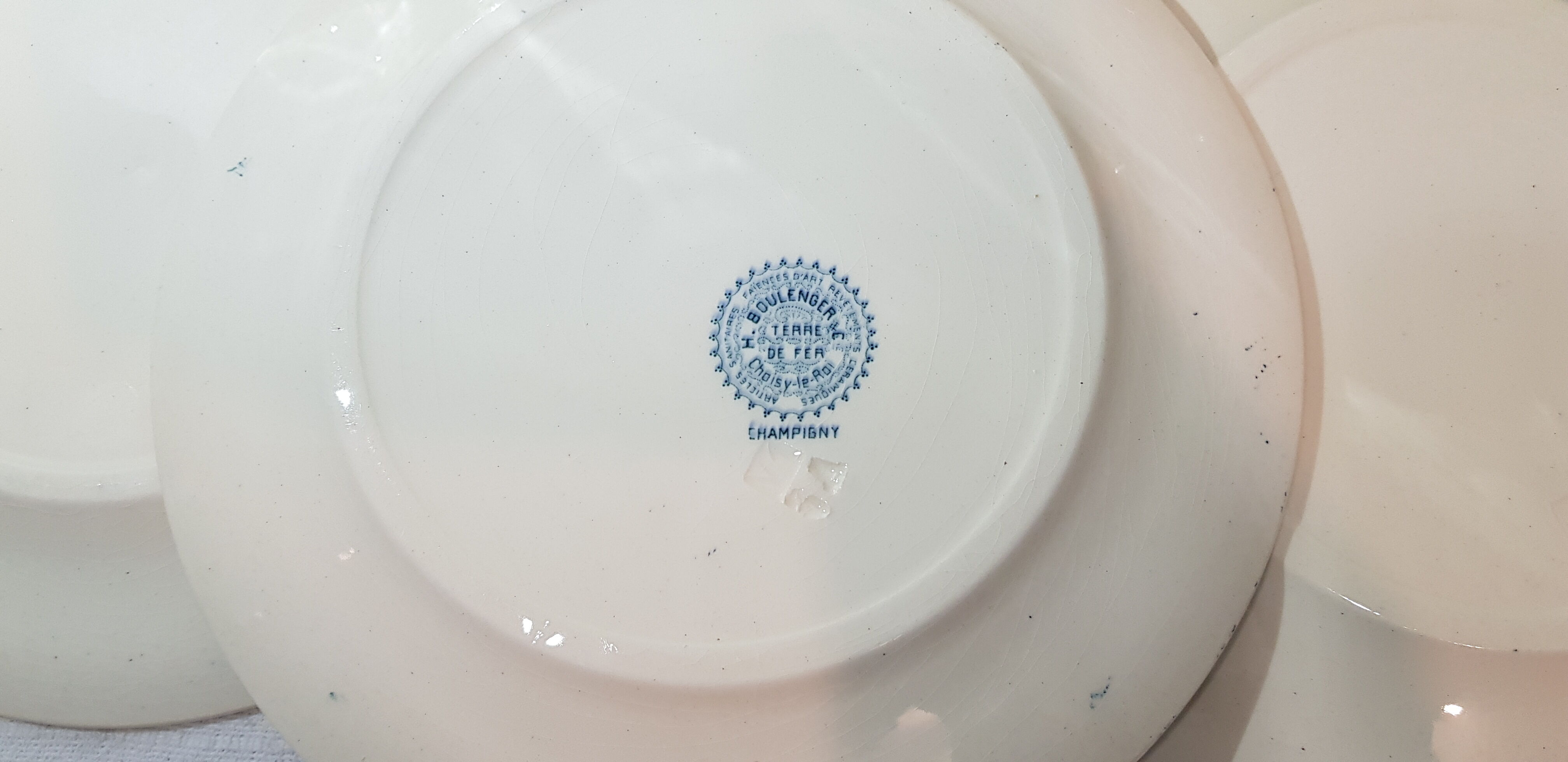 6 flat plates made of earthenware from Choisy the Champigny model King, iron earth