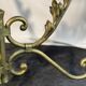 Round coffee table base in gilded wrought iron beautiful top enamelled glass 50s