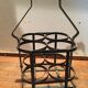 Metal bottle basket and wooden handle