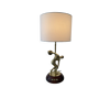 Vintage Peris Andreu lamp in bronze and wood from the 1970s.
