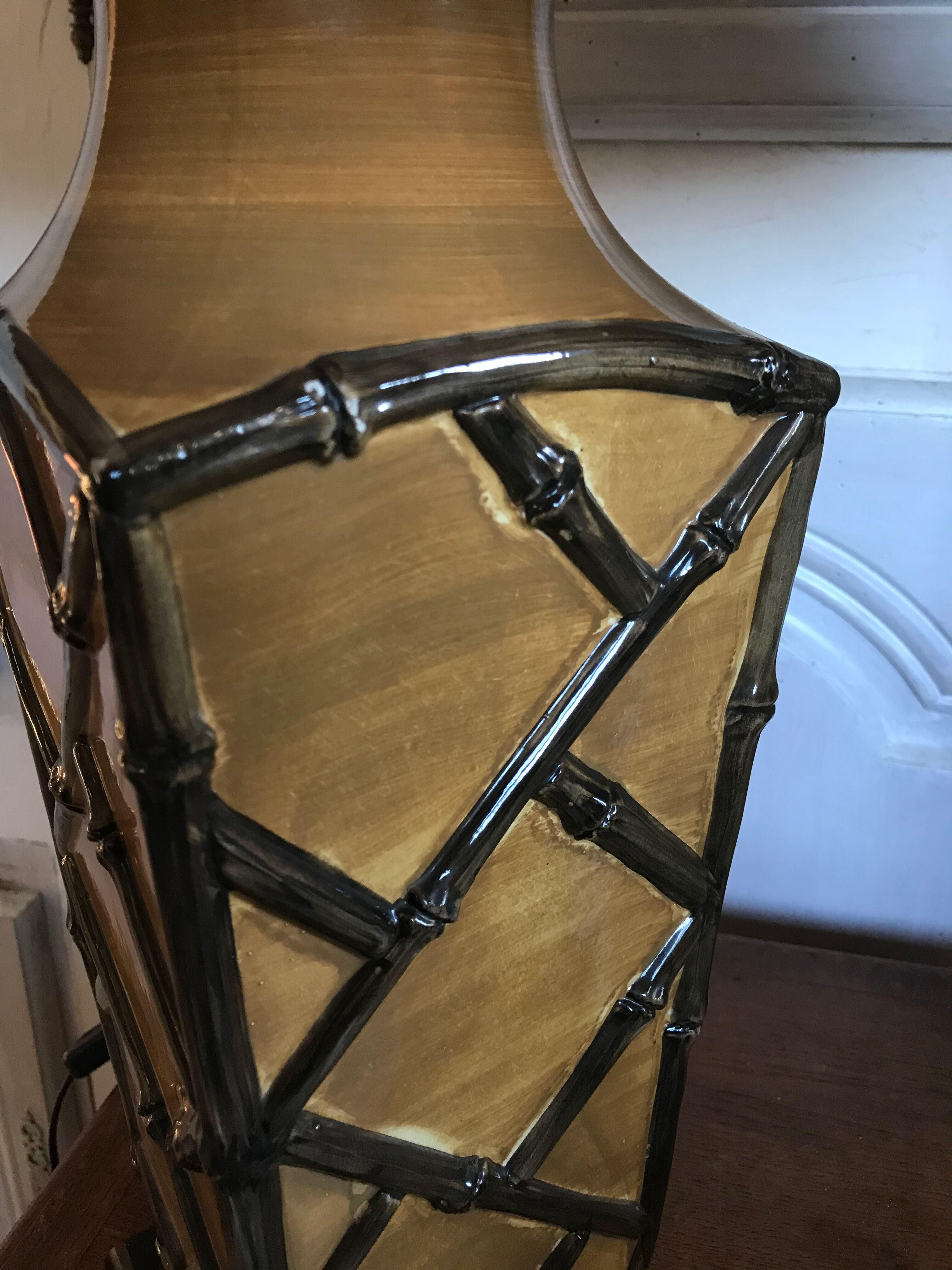 Vintage ceramic lamp bamboo style