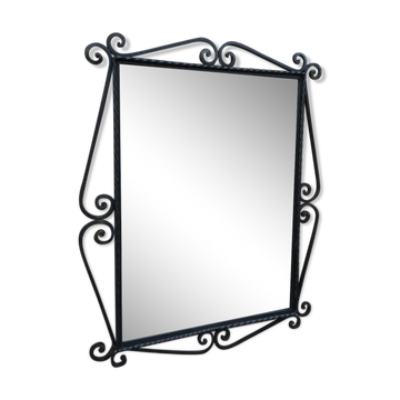 Miroir glace vintage 1960 métal 72x64cm