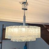Large frosted glass chandelier Doria Lighting 70s
