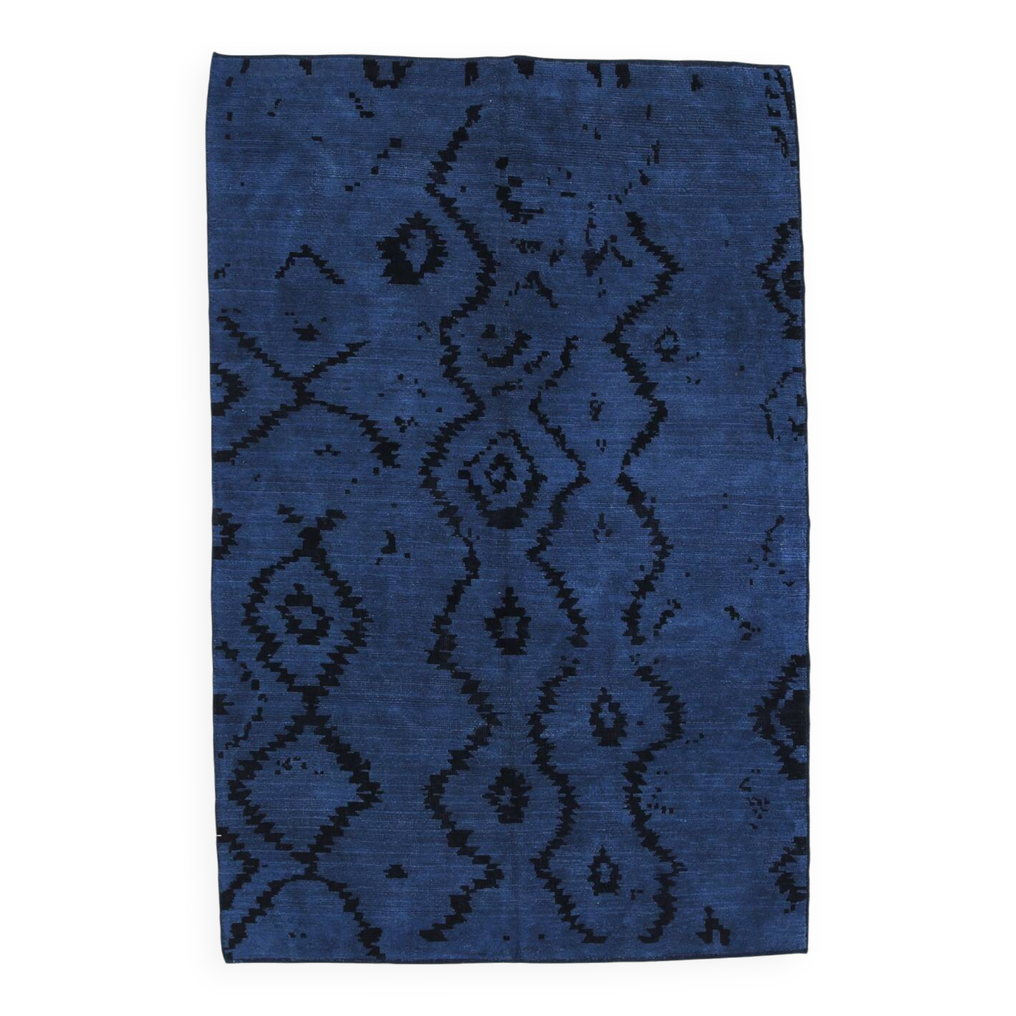 7x10 Midnight Blue Anatolian Wool Vintage Carpet, 204x296 Cm