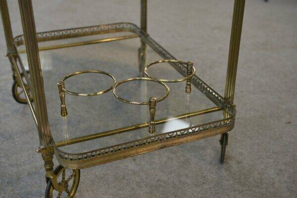 Neoclassical brass and glass serving trolley attributed to Maison Jansen, 1960s