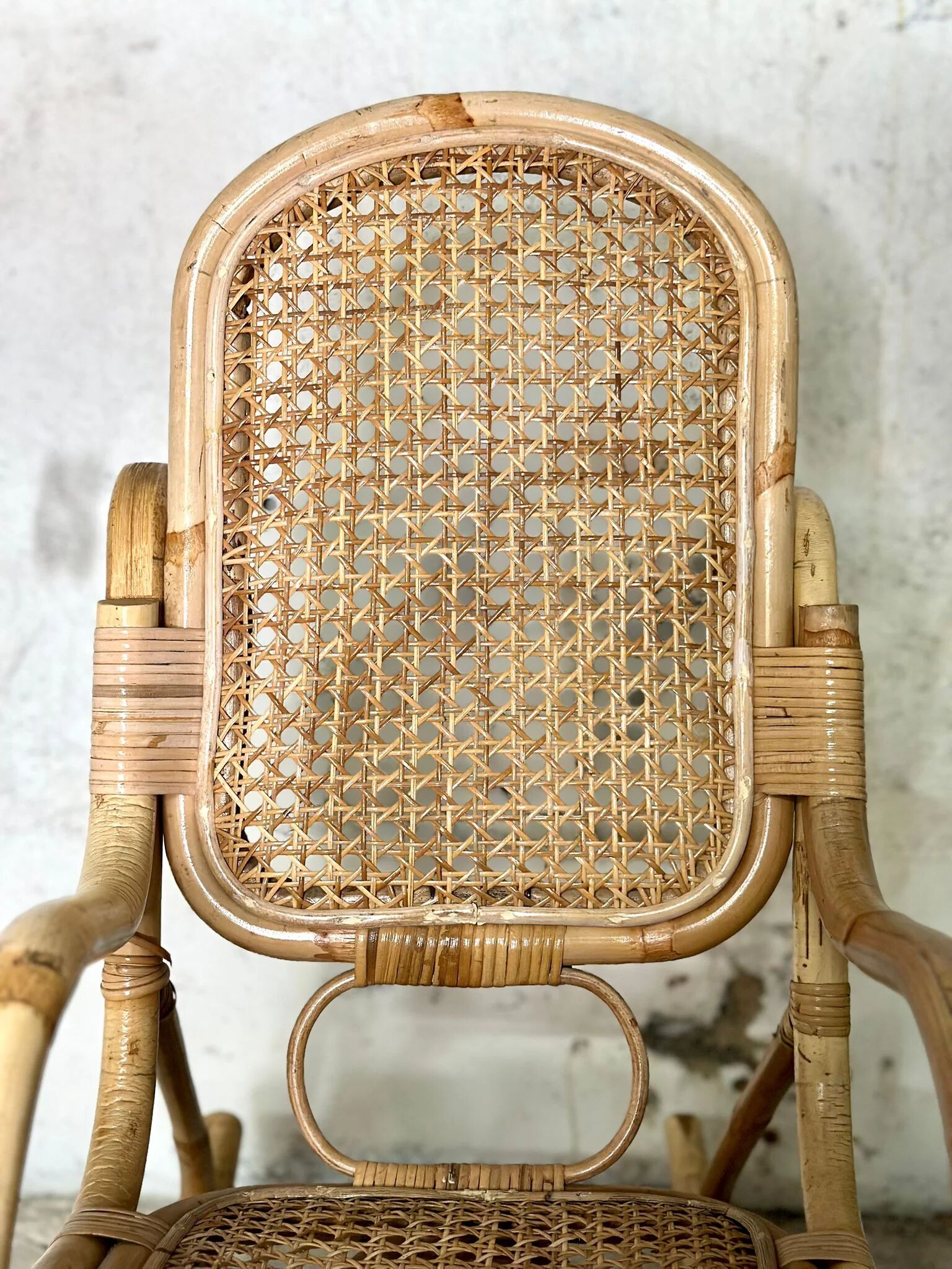 Rattan and cane rocking chair