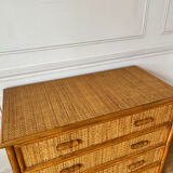 Vintage woven rattan chest of drawers