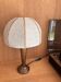 Wooden bedside lamp with a dome wool lampshade Mid Century