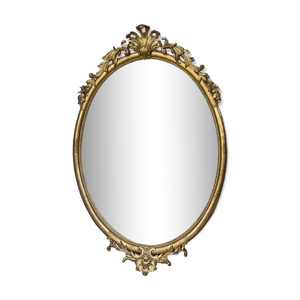 Miroir ovale à fronton, perlé