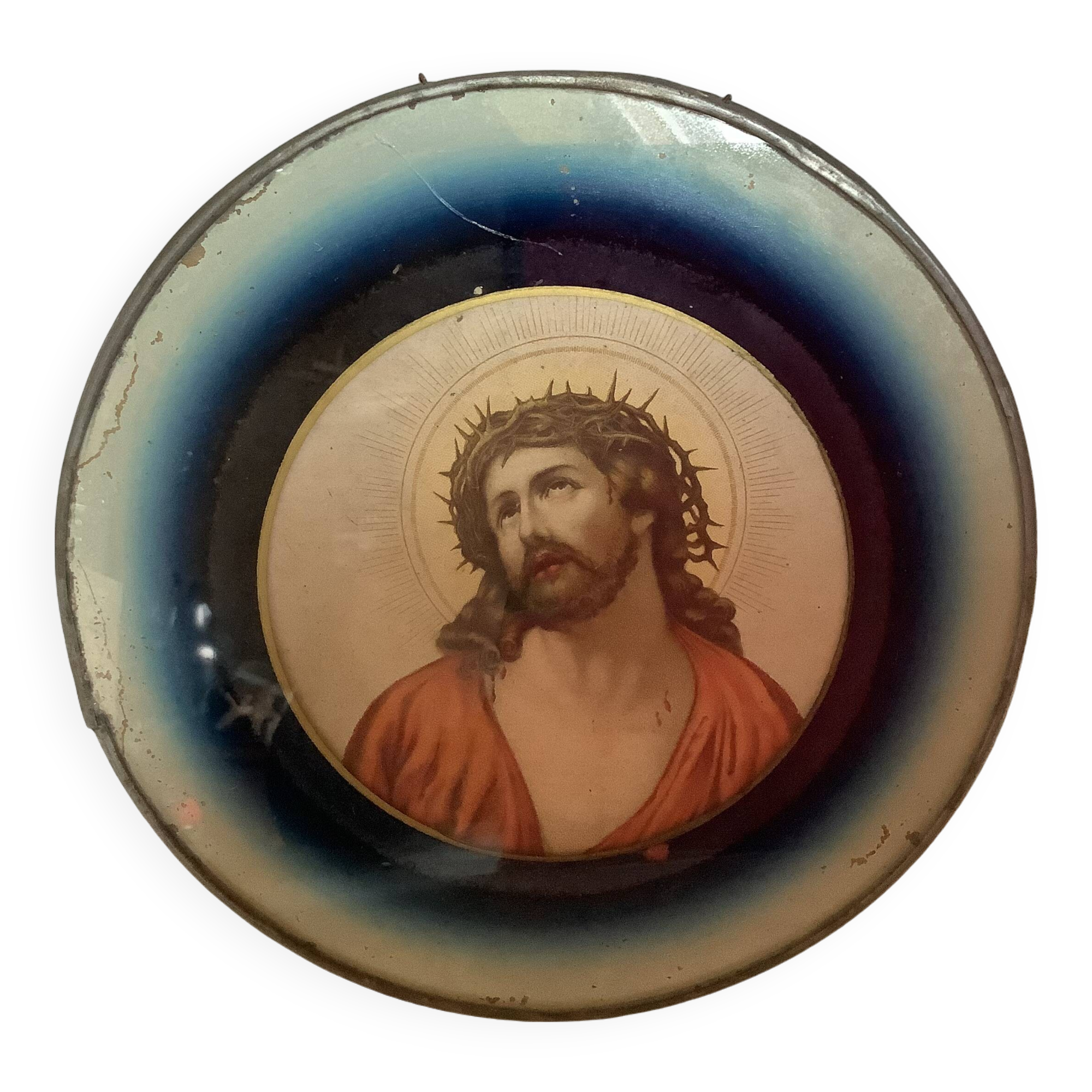 Old Jesus Christ glass frame