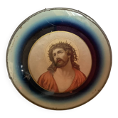 Ancien cadre Jésus christ en verre