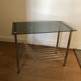 Side Table carries vintage magazines 70s