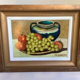 Still life painting oil on panel signed