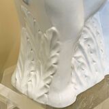 Vintage White Ceramic Elephant Umbrella Stand - Planter, France 1970s.