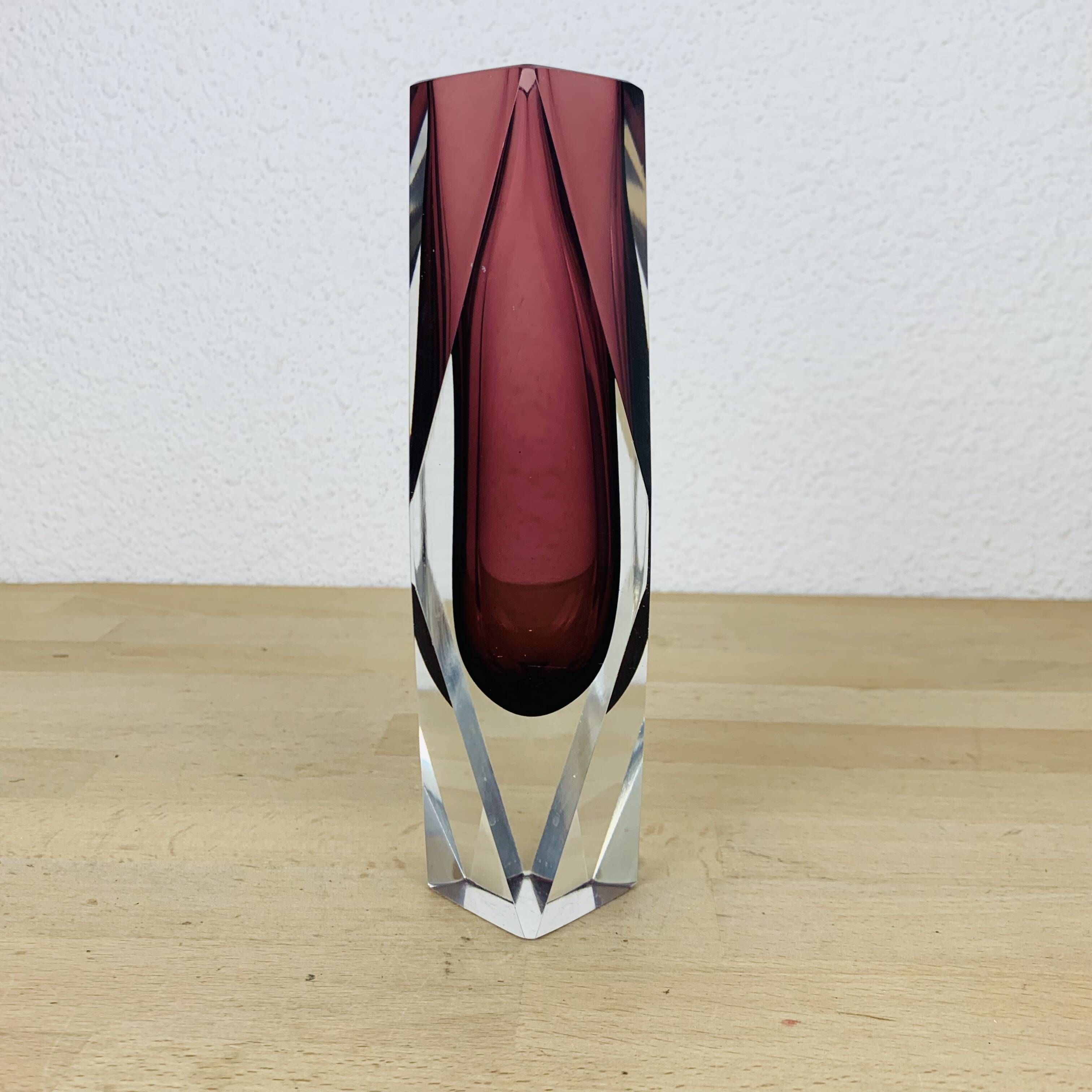 Sommerso Murano purple vase, soliflore