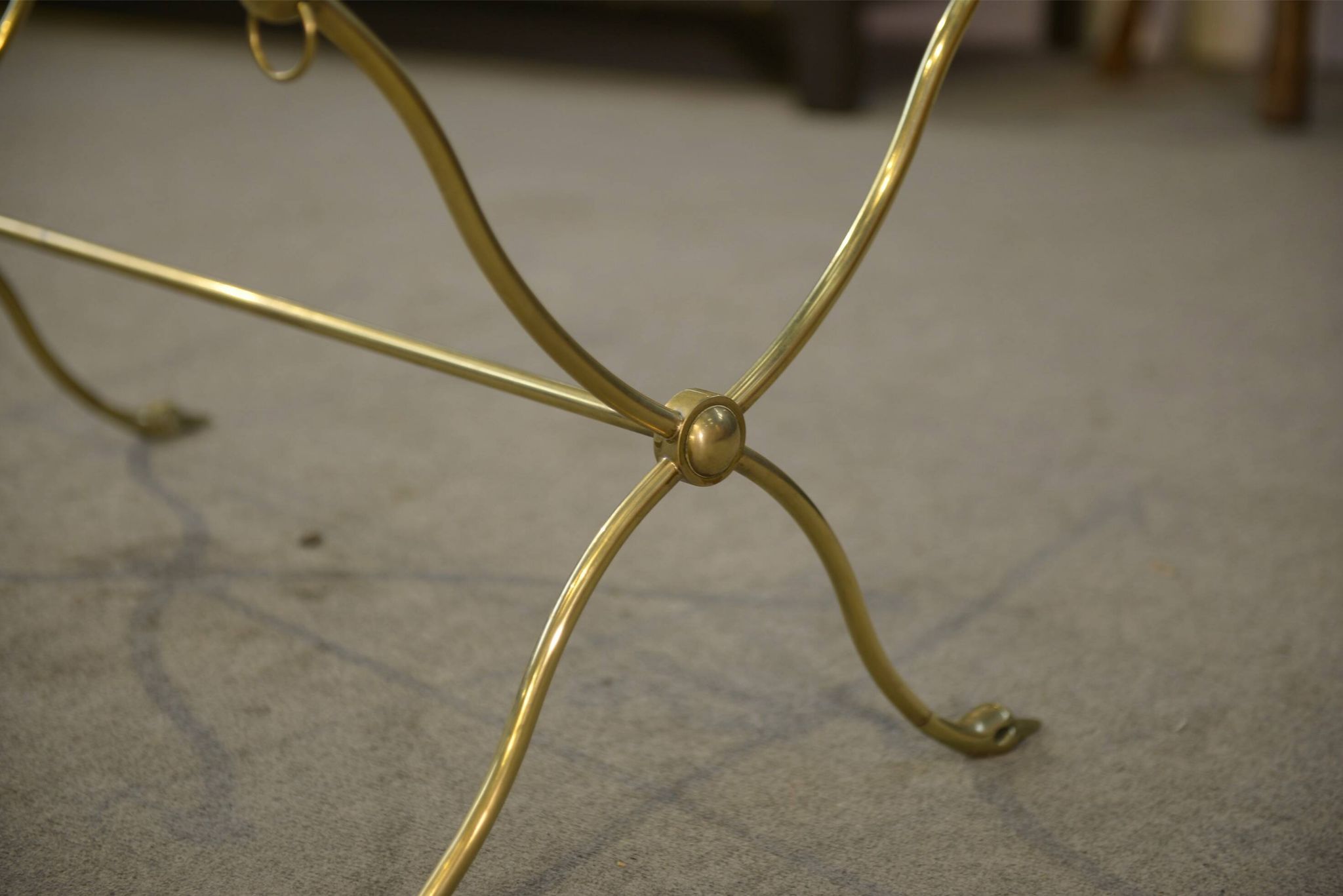 Neo-classical coffee table attributed to Maison Jansen, swan neck legs, 1940s.