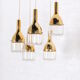 Hanging lamp brass waterfall and blown glass